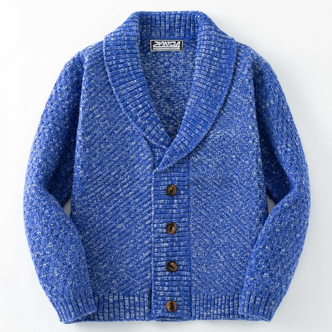 Herren Strickjacke mit großem Schalkragen und strukturiertem Design R&B