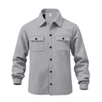 Herren lässige Button-Down Hemdjacke mit zwei seitlichen Brusttaschen und klassischem Kragen R&B