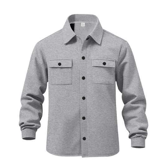 Herren lässige Button-Down Hemdjacke mit zwei seitlichen Brusttaschen und klassischem Kragen R&B