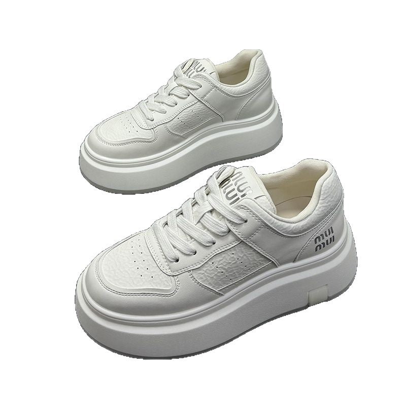 Damen Modische Plateau Sneakers aus strapazierfähigem Leder mit minimalistischer Optik R&B