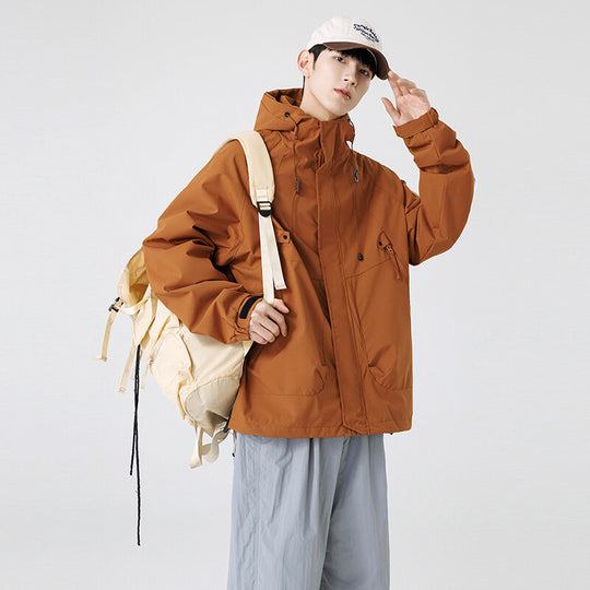 Herren Windbreaker-Jacke mit verstellbarem Kapuzenkragen und praktischen Taschen R&B