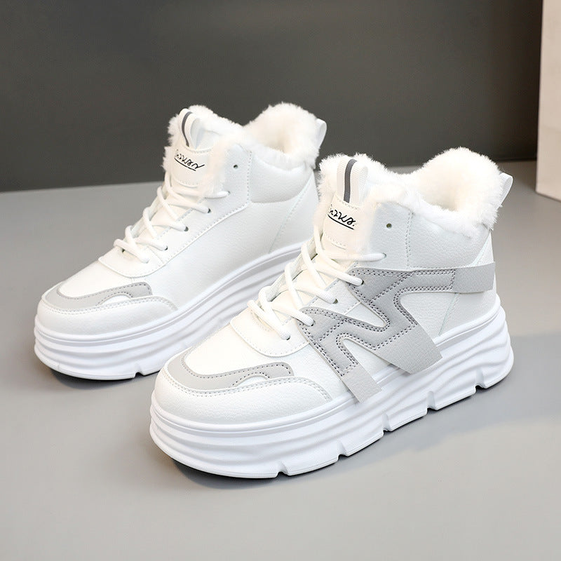 Damen modische High-Top Sneakers mit kuscheligem Innenfutter und robustem Profil R&B