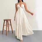 Damen Maxikleid mit schulterfreiem Design und Faltenwurf R&B