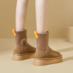 Damen Modische Stiefel mit elastischem Obermaterial und rutschfester Sohle