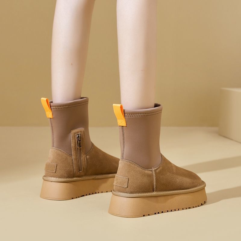 Damen Modische Stiefel mit elastischem Obermaterial und rutschfester Sohle