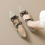 Damen Ballerinas mit modischem Punkte-Design und dekorativen Schleifen