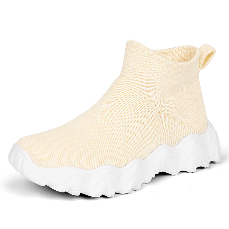 Damen nan elastischer Strick-Sockenschuh mit ergonomischer Wellen-Plateausohle R&B