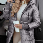 Damen modische und wärmende Steppjacke mit Kapuze R&B
