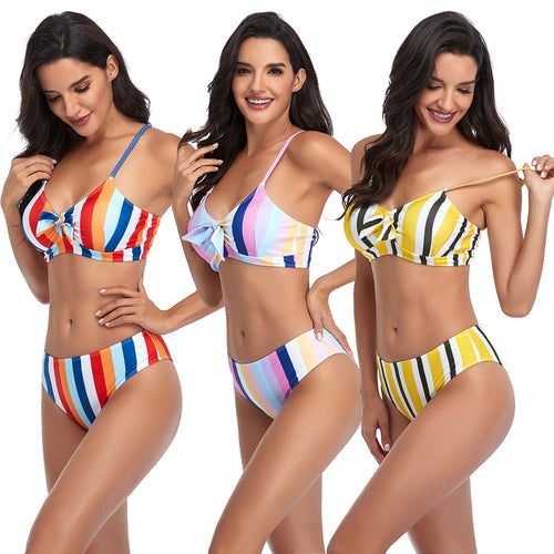 Damen Triangel-Bikini-Set mit verspieltem Knotendesign R&B