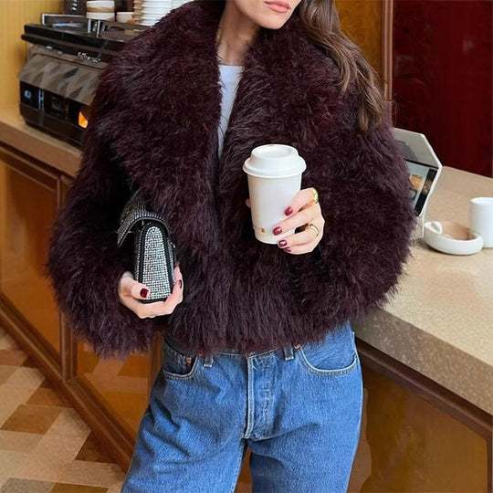 Damen Kunstpelzjacke im modischen Oversized-Schnitt R&B
