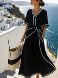Damen Maxi-Kleid mit einzigartigem Wickeldesign R&B