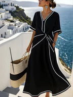 Damen Maxi-Kleid mit einzigartigem Wickeldesign R&B