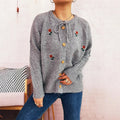 Damen Strickjacke mit floralem Stickdesign und Knopfverschluss R&B