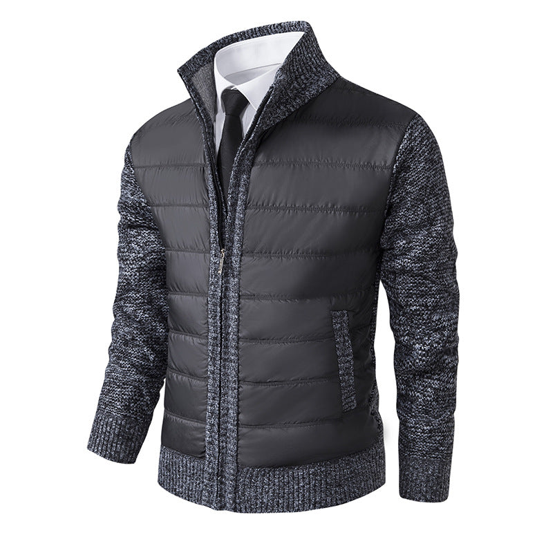 Herren gesteppte Hybridjacke mit modernem Kragen und elastischen Bündchen R&B