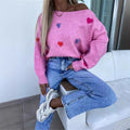 Damen Pullover mit verspielten Herzen und lässigem Schnitt R&B