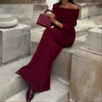 Damen Off-Shoulder Strickkleid mit weiten Ärmeln R&B