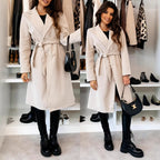 Damen Eleganter Trenchcoat mit taillierbarem Gürtel und Doppelreiher R&B