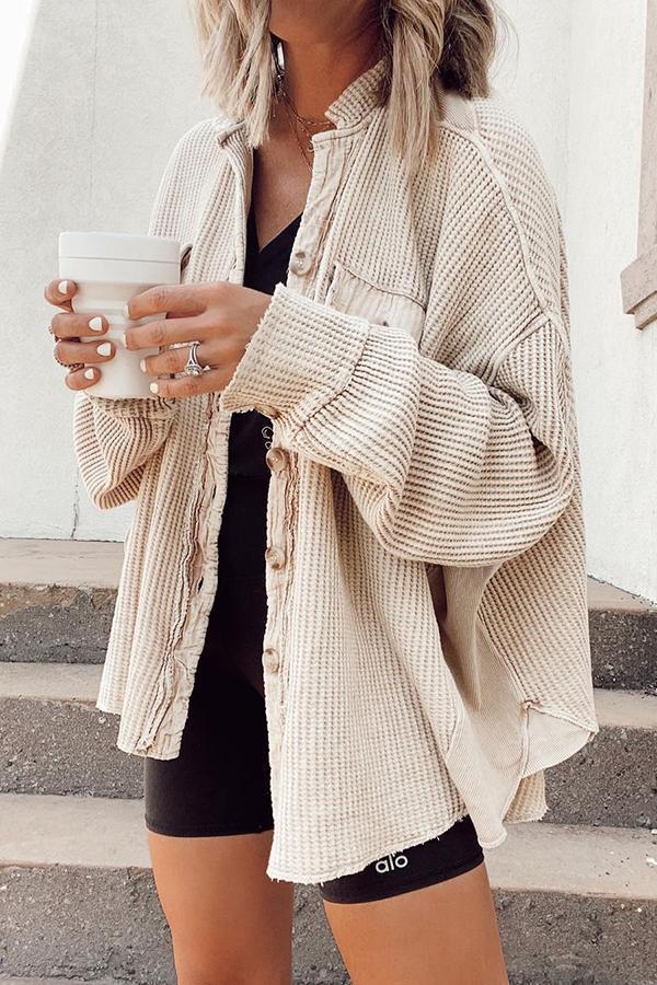 Damen lässige Oversized-Hemdjacke R&B