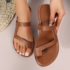 Damen elegante Zehenstegsandalen mit modischem Riemendesign und bequemem Fußbett R&B