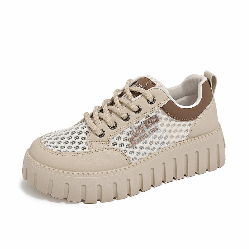 Damen modische Plateau-Sneaker mit atmungsaktivem Netz und robustem Sohlenprofil R&B