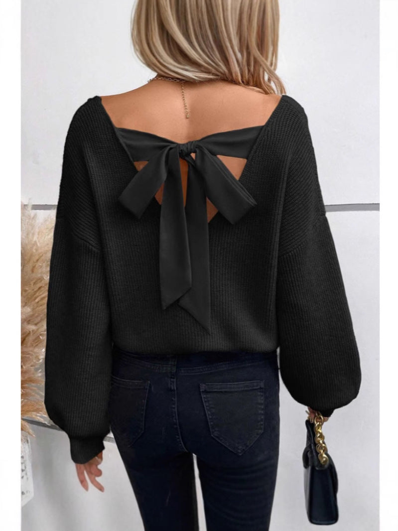 Damen Pullover mit eleganter Schleifen-Ausschnittgestaltung R&B