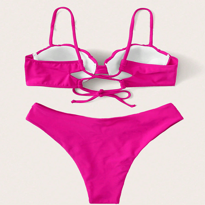 Damen Triangel-Bikini mit strukturierter Haptik und hochgeschnittenem Unterteil R&B