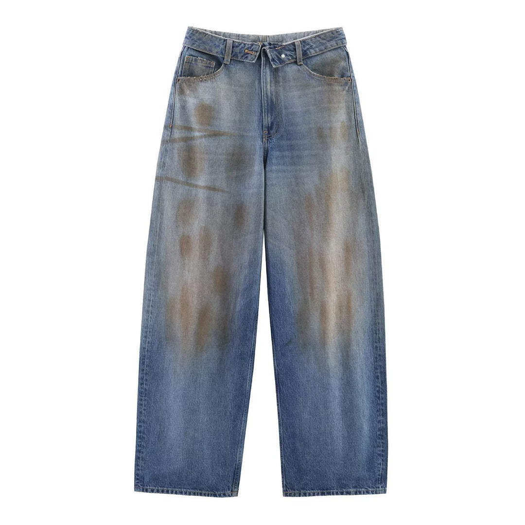 Damen hochwertige Destroyed Jeans im lässigen Baggy-Stil mit modernen Akzenten R&B