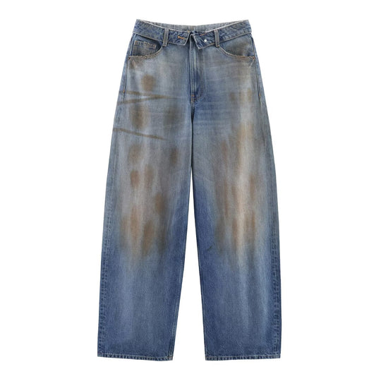 Damen hochwertige Destroyed Jeans im lässigen Baggy-Stil mit modernen Akzenten R&B