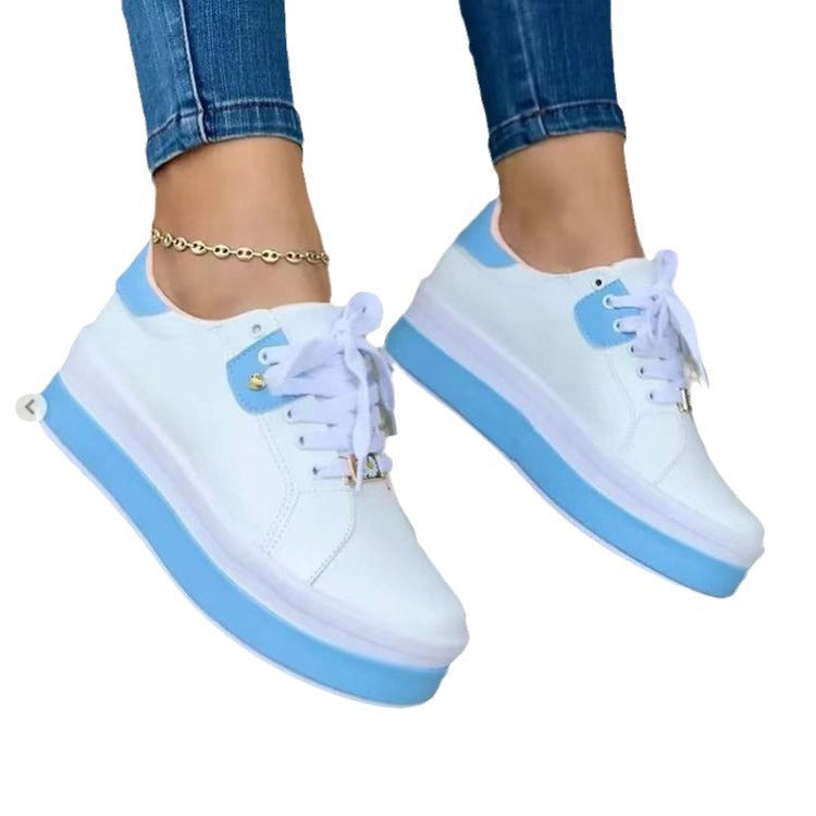 Damen Sneaker mit hohem Plateau und modischer Schnürung R&B