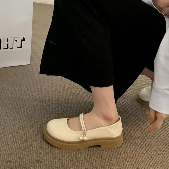 Damen elegante Mary Jane Schuhe mit modischen Perlenakzenten R&B