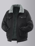 Herren kuschelige Teddy-Fleecejacke mit praktischen Brusttaschen und elastischen Bündchen R&B