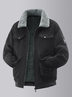 Herren kuschelige Teddy-Fleecejacke mit praktischen Brusttaschen und elastischen Bündchen R&B