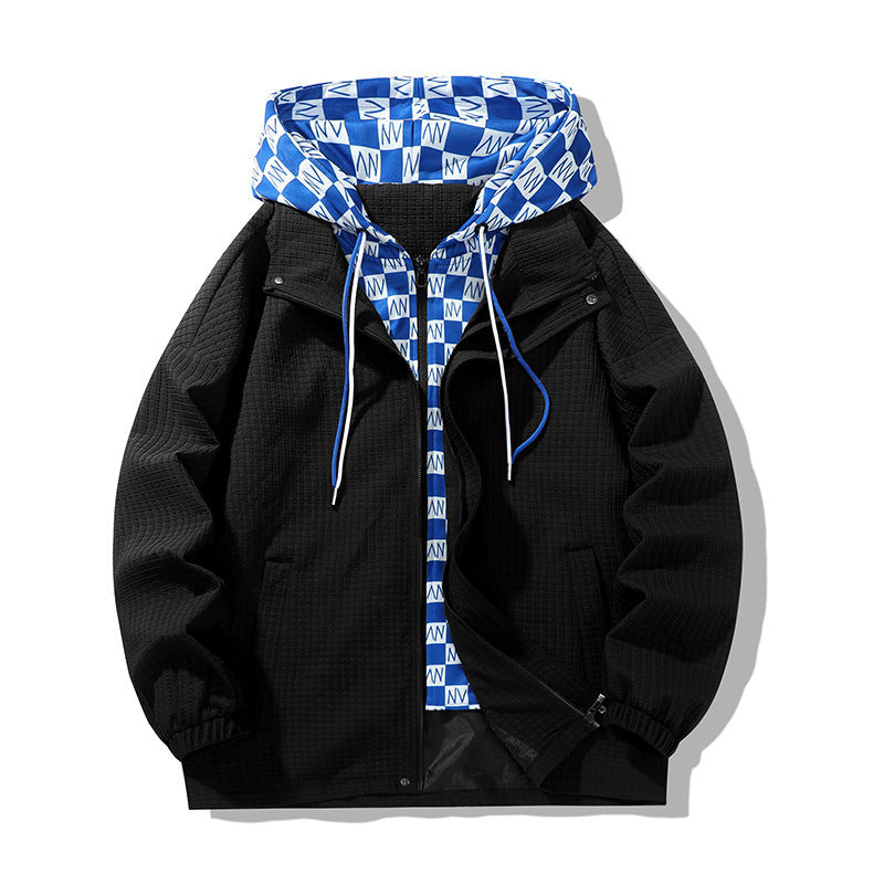 Herren technische Übergangsjacke mit verstellbarem Kapuzendesign und atmungsaktiven Einsätzen R&B