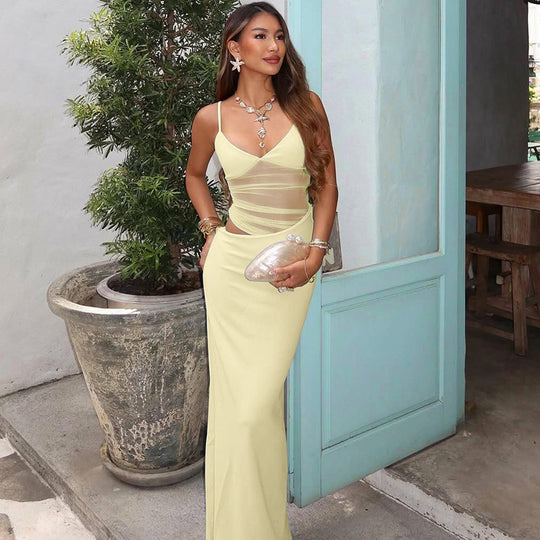 Damen Figurnahes Kleid mit transparenter Einsätze R&B