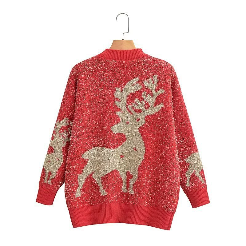 Damen Festlicher Pullover mit 3D-Rentier-Motiv R&B
