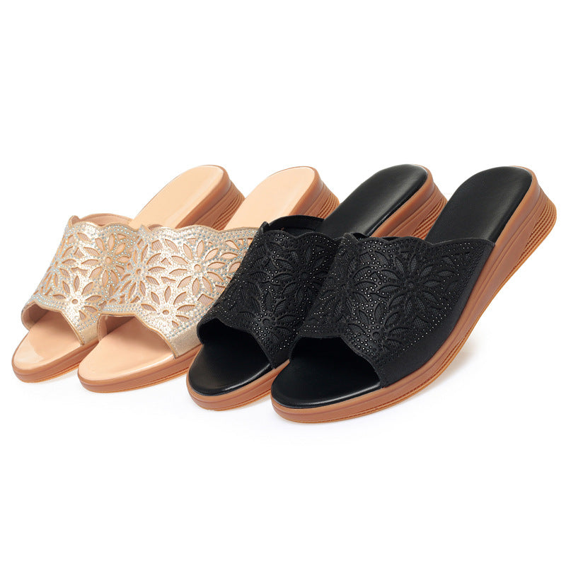 Damen elegante und komfortable Riemchensandalen mit floralem Design R&B