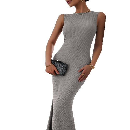 Damen figurbetontes Maxikleid mit elegantem Strukturdesign R&B