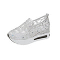 Damen Glitzernde Slip-On Sneaker mit bequemem Keilabsatz und atmungsaktivem Obermaterial EB