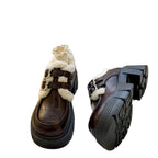 Damen Winterstiefel mit flauschigem Innenfutter und modischer Schnalle R&B