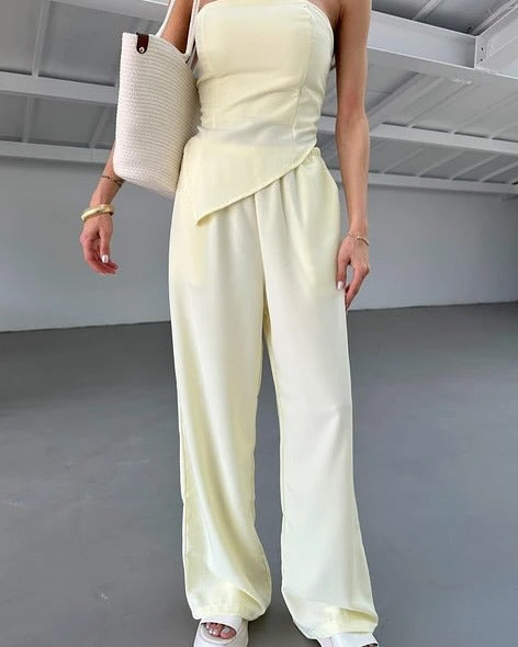 Damen elegantes Jumpsuit mit trägerloser Silhouette und asymmetrischem Design R&B