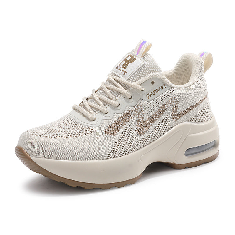 Damen nan modischer Strick-Fitness-Sneaker mit ergonomischer Rocker-Sohle und integrierter Dämpfungskammer R&B