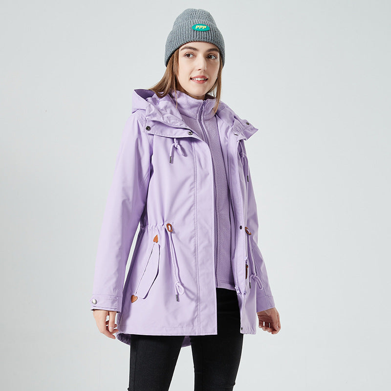Damen wasserfeste Übergangsjacke mit verstellbarem Kapuzensystem und praktischen Taschen R&B