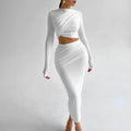 Damen Elegantes Crop-Top und Maxirock Ensemble mit Wickeldesign