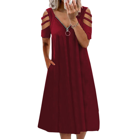 Damen Kleid mit offenen Schultern und tiefem V-Ausschnitt R&B