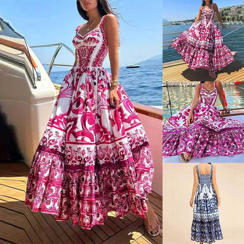 Damen Maxikleid mit elegantem A-Linien-Schnitt und floralen Musterdetails R&B