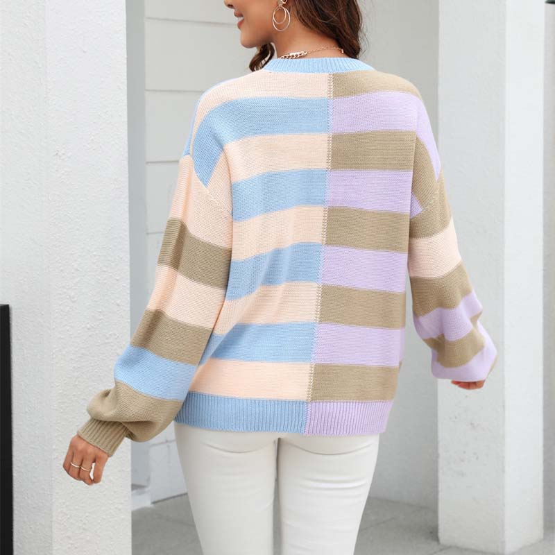 R&B | Farbiger Gestreifter Strickpullover Mit Stil