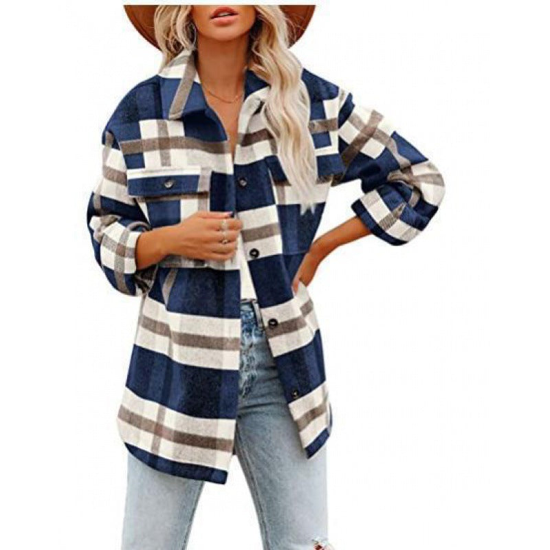 Damen Flanelljacke im lässigen Karomuster R&B