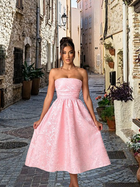 Damen Cocktailkleid mit elegantem Bustier-Oberteil und schwingendem Rock R&B