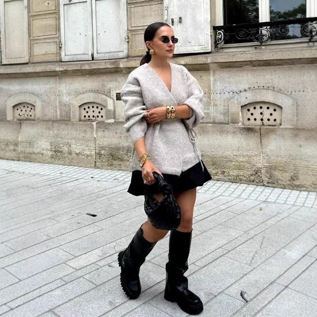 Damen Wickelpullover mit Taille und stylishen Details R&B