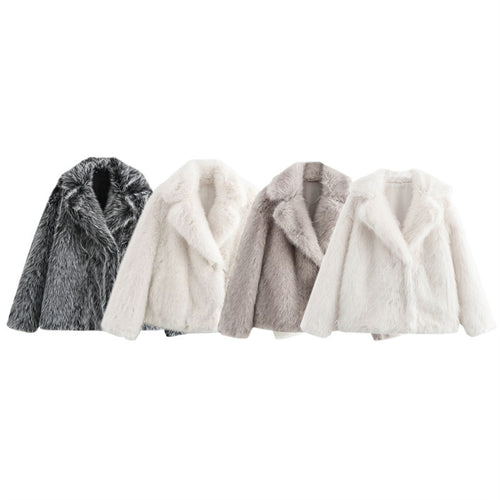 Damen Kuschelige Kunstpelzjacke mit elegantem Revers R&B